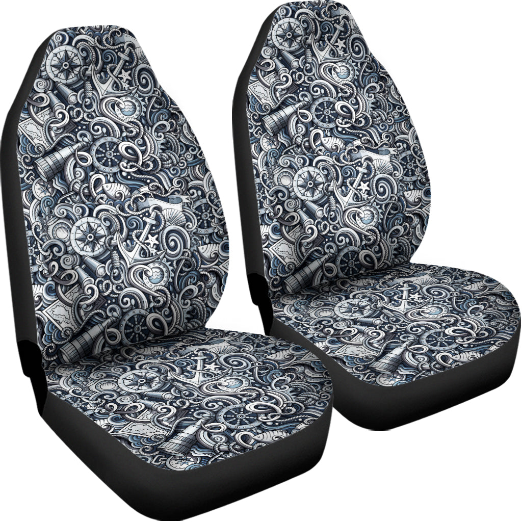 Abstract Nautical Anchor Pattern Print Universal Fit Car Seat Covers