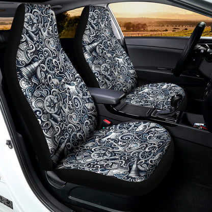 Abstract Nautical Anchor Pattern Print Universal Fit Car Seat Covers