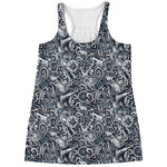 Abstract Nautical Anchor Pattern Print Women's Racerback Tank Top