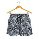Abstract Nautical Anchor Pattern Print Women's Shorts