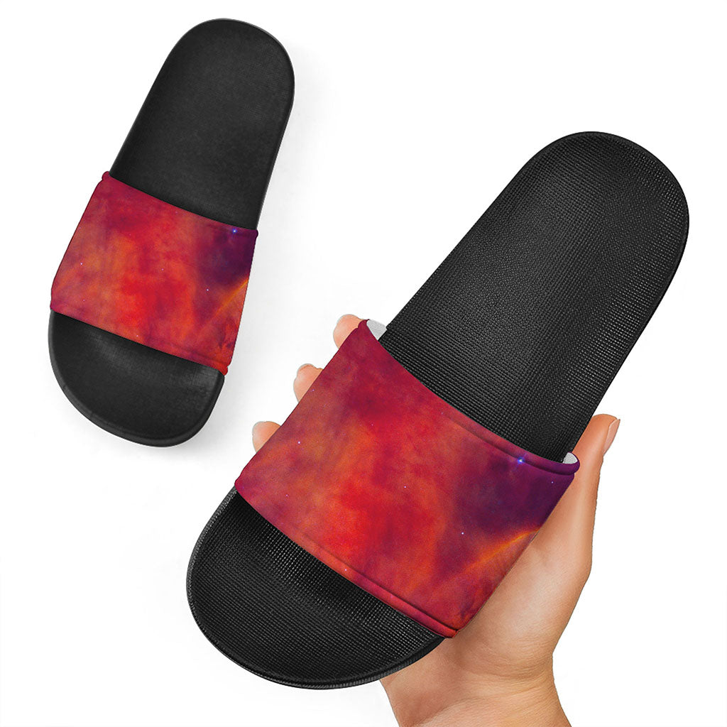 Abstract Nebula Cloud Galaxy Space Print Black Slide Sandals