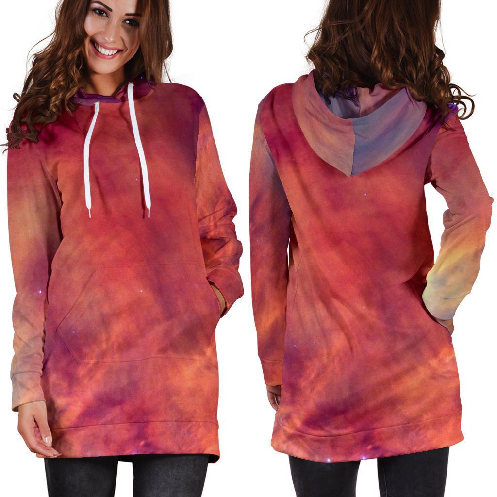 Abstract Nebula Cloud Galaxy Space Print Hoodie Dress GearFrost