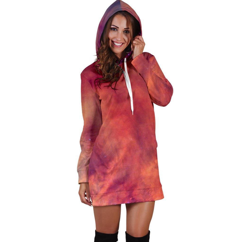 Abstract Nebula Cloud Galaxy Space Print Hoodie Dress GearFrost
