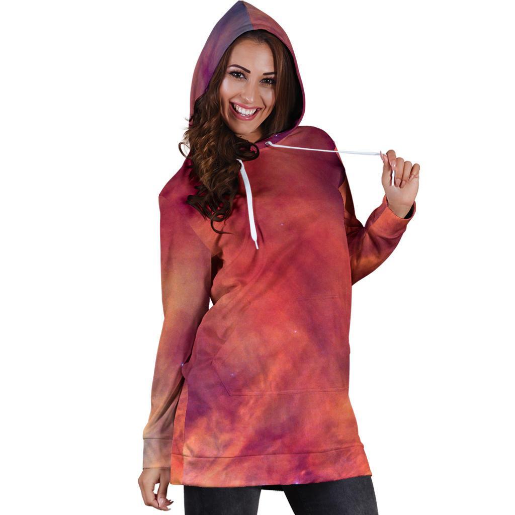 Abstract Nebula Cloud Galaxy Space Print Hoodie Dress GearFrost
