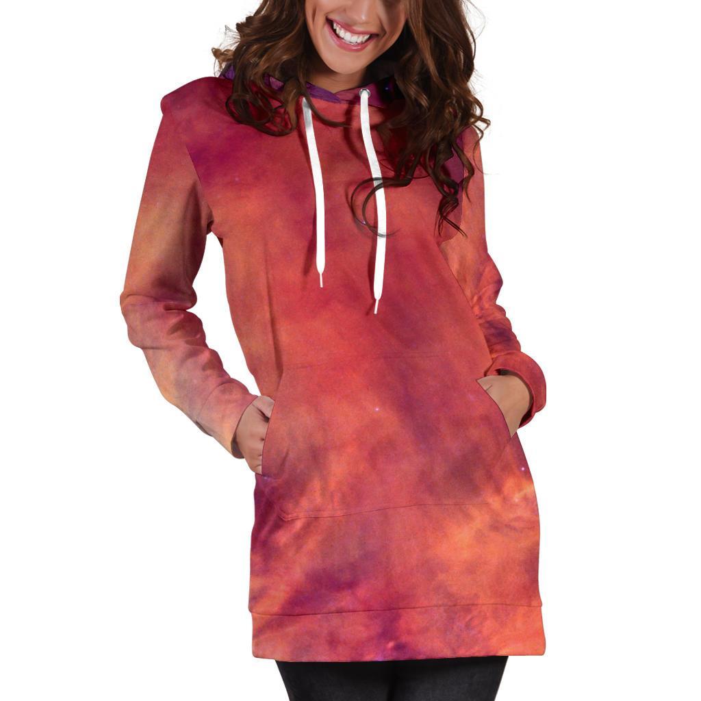 Abstract Nebula Cloud Galaxy Space Print Hoodie Dress GearFrost