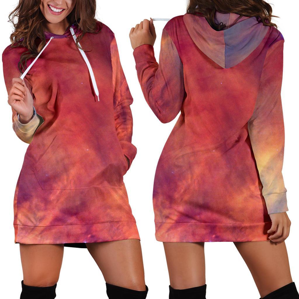 Abstract Nebula Cloud Galaxy Space Print Hoodie Dress GearFrost