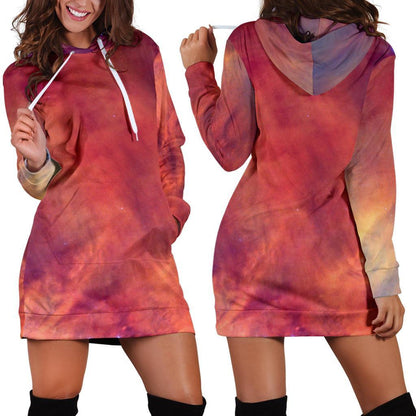 Abstract Nebula Cloud Galaxy Space Print Hoodie Dress GearFrost