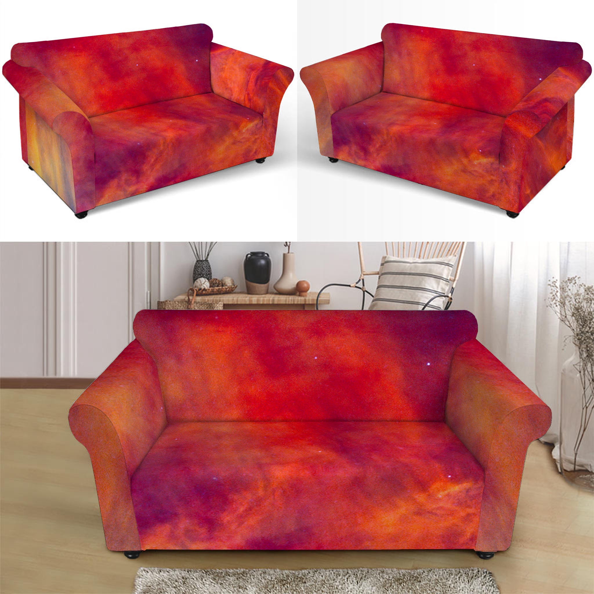 Abstract Nebula Cloud Galaxy Space Print Loveseat Slipcover