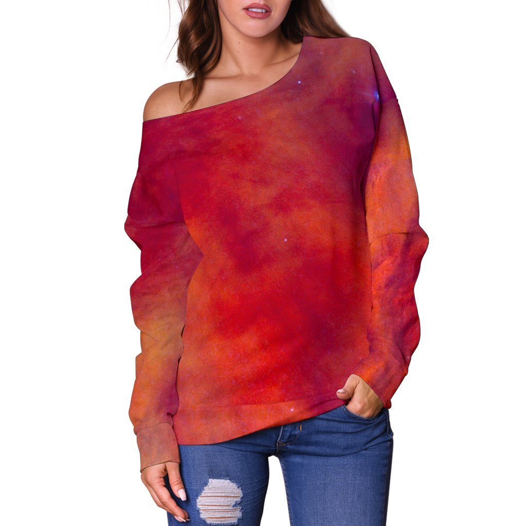 Abstract Nebula Cloud Galaxy Space Print Off Shoulder Sweatshirt GearFrost