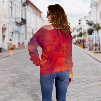 Abstract Nebula Cloud Galaxy Space Print Off Shoulder Sweatshirt GearFrost