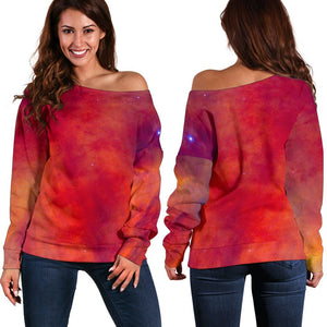 Abstract Nebula Cloud Galaxy Space Print Off Shoulder Sweatshirt GearFrost