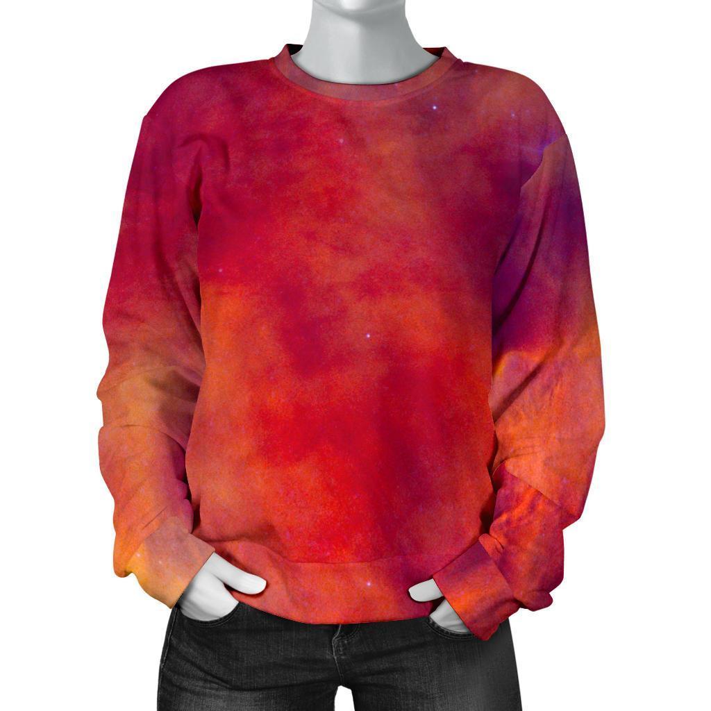 Abstract Nebula Cloud Galaxy Space Print Women's Crewneck Sweatshirt GearFrost