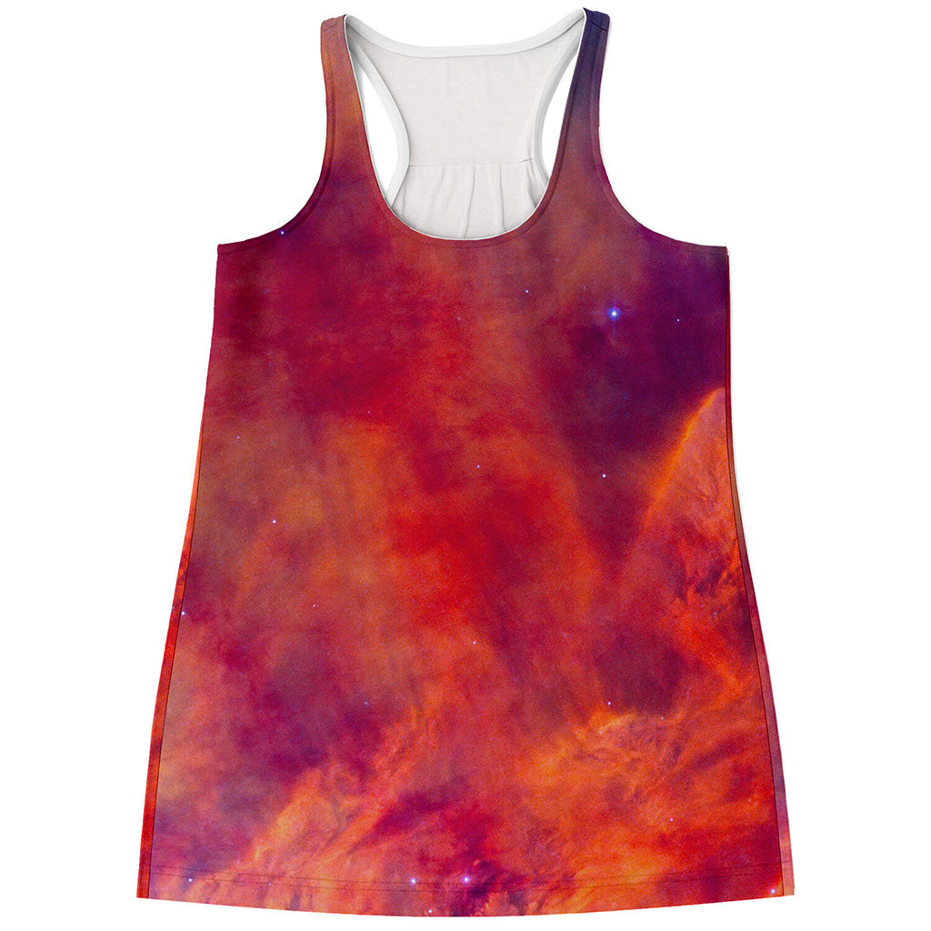 Abstract Nebula Cloud Galaxy Space Print Women's Racerback Tank Top