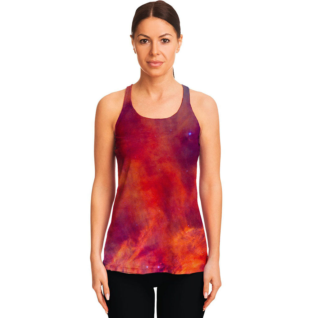 Abstract Nebula Cloud Galaxy Space Print Women's Racerback Tank Top