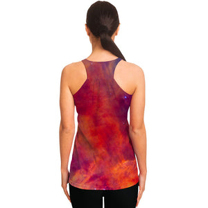 Abstract Nebula Cloud Galaxy Space Print Women's Racerback Tank Top