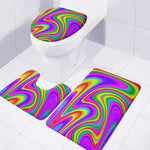Abstract Neon Trippy Print 3 Piece Bath Mat Set