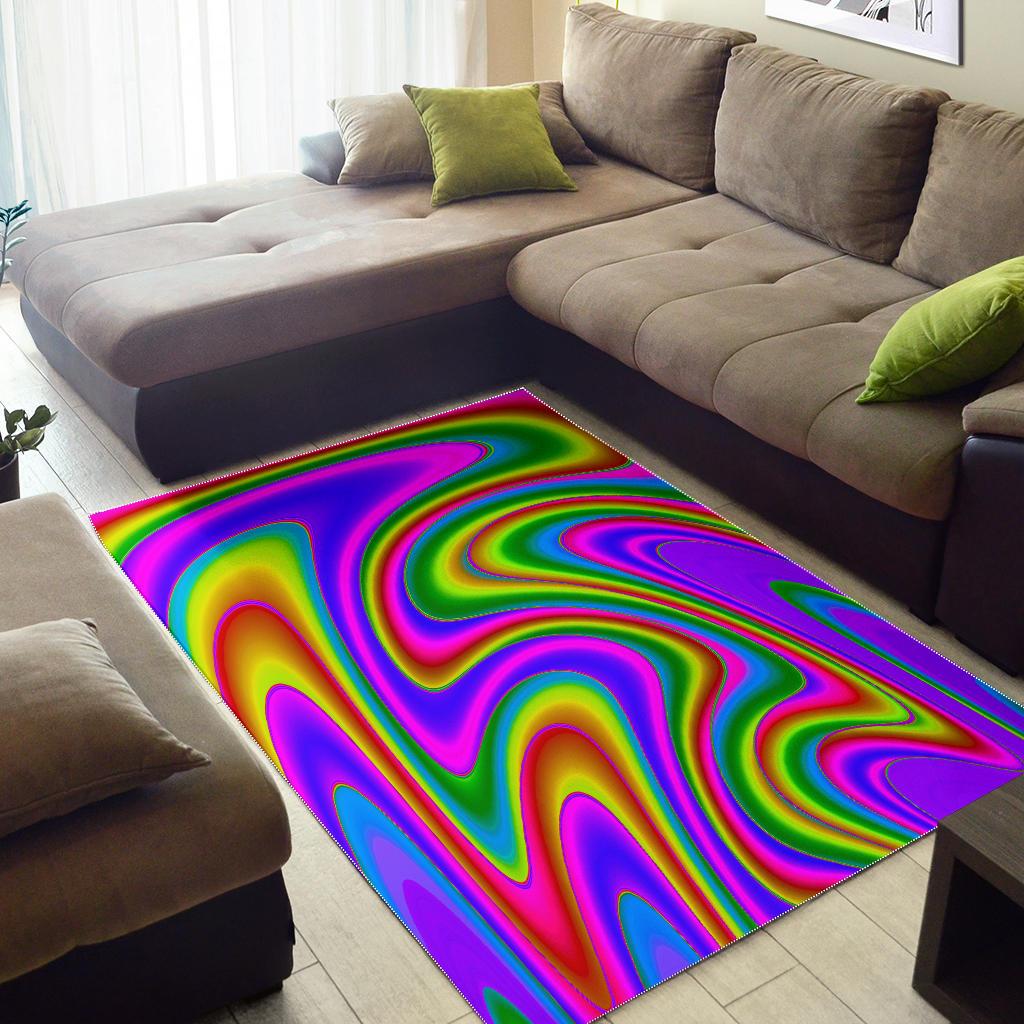 Abstract Neon Trippy Print Area Rug GearFrost