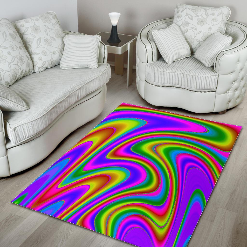Abstract Neon Trippy Print Area Rug GearFrost