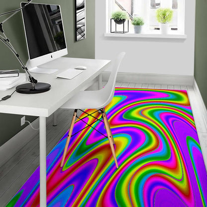 Abstract Neon Trippy Print Area Rug GearFrost