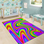 Abstract Neon Trippy Print Area Rug GearFrost