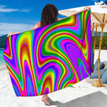 Abstract Neon Trippy Print Beach Sarong Wrap