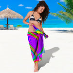 Abstract Neon Trippy Print Beach Sarong Wrap