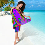 Abstract Neon Trippy Print Beach Sarong Wrap