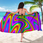 Abstract Neon Trippy Print Beach Sarong Wrap