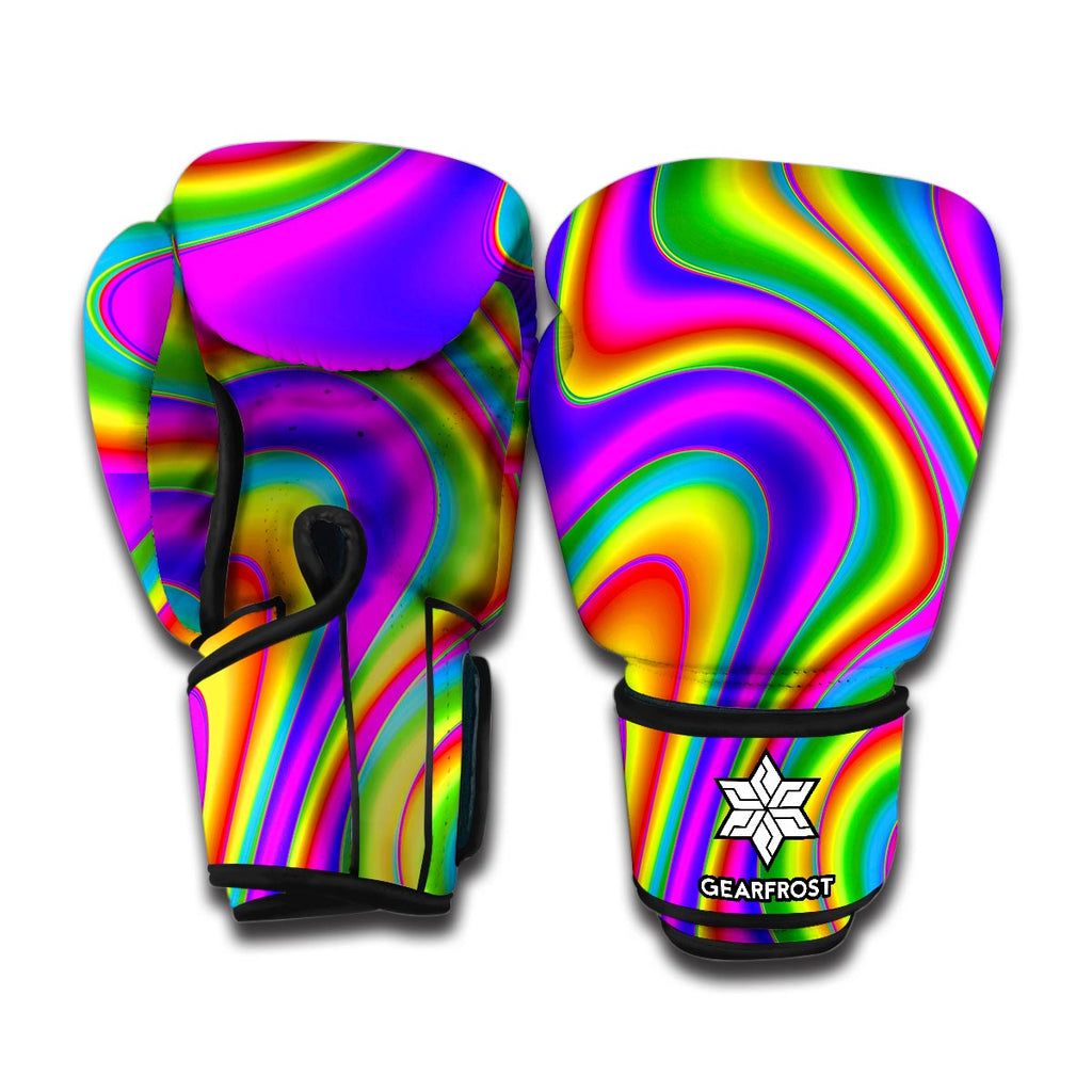 Abstract Neon Trippy Print Boxing Gloves