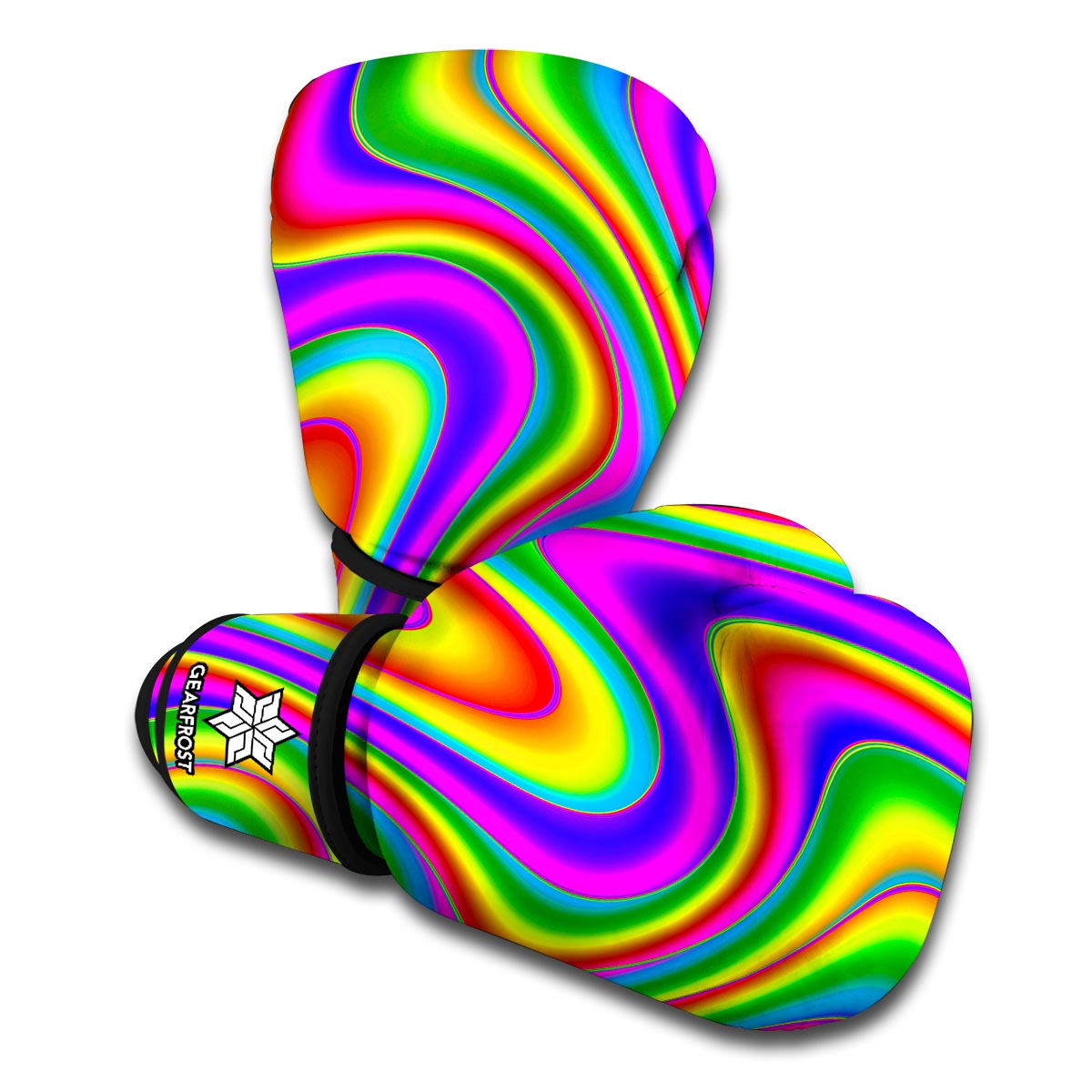 Abstract Neon Trippy Print Boxing Gloves