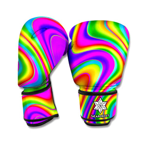 Abstract Neon Trippy Print Boxing Gloves