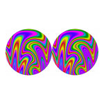 Abstract Neon Trippy Print Car Coasters