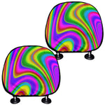 Abstract Neon Trippy Print Car Headrest Covers