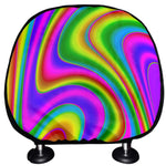 Abstract Neon Trippy Print Car Headrest Covers