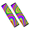 Abstract Neon Trippy Print Car Seat Belt Covers