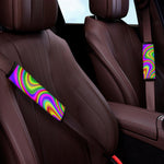 Abstract Neon Trippy Print Car Seat Belt Covers