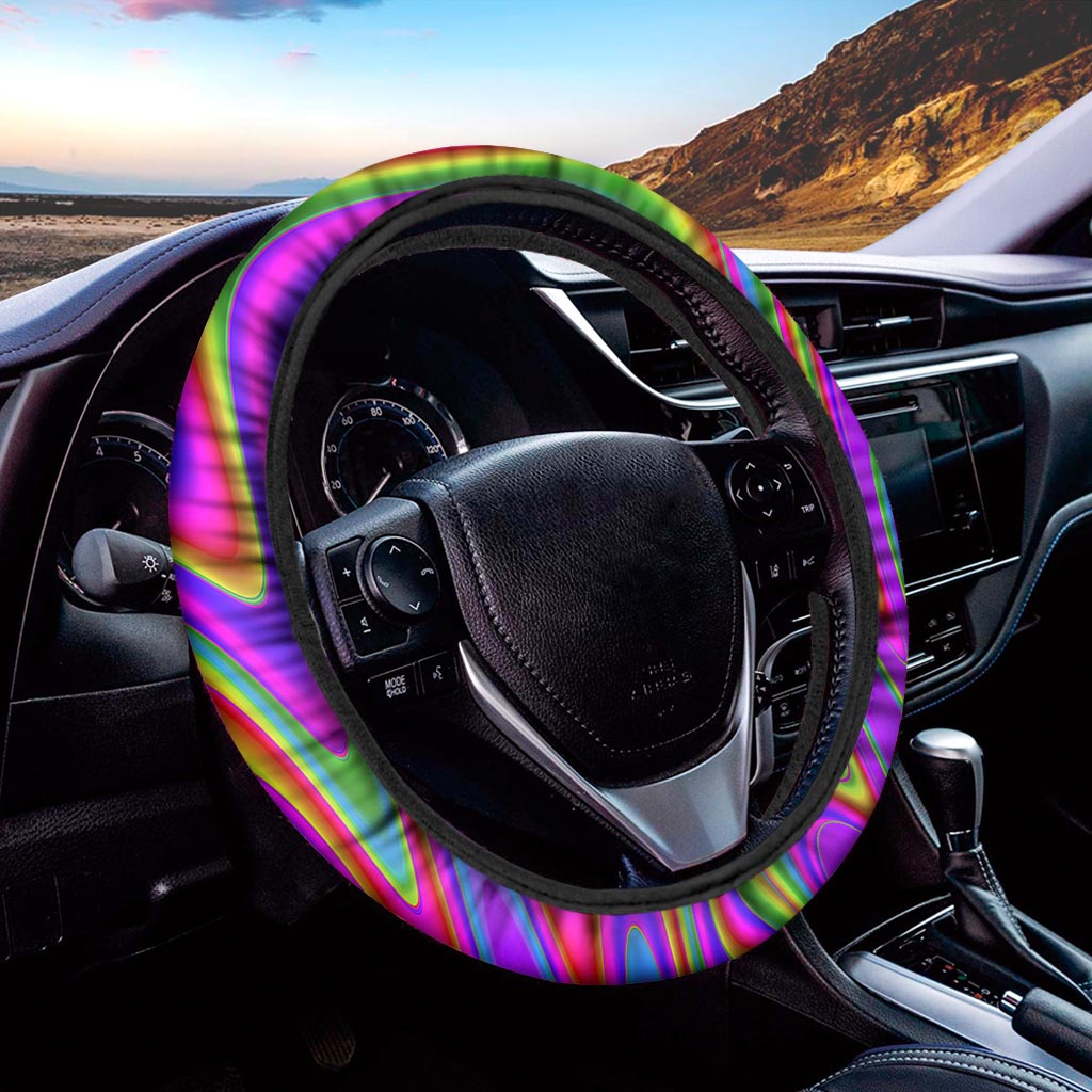 Abstract Neon Trippy Print Car Steering Wheel Cover