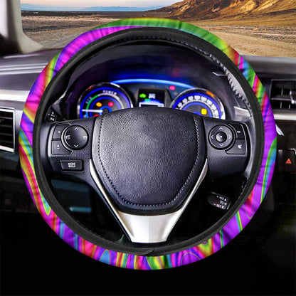 Abstract Neon Trippy Print Car Steering Wheel Cover