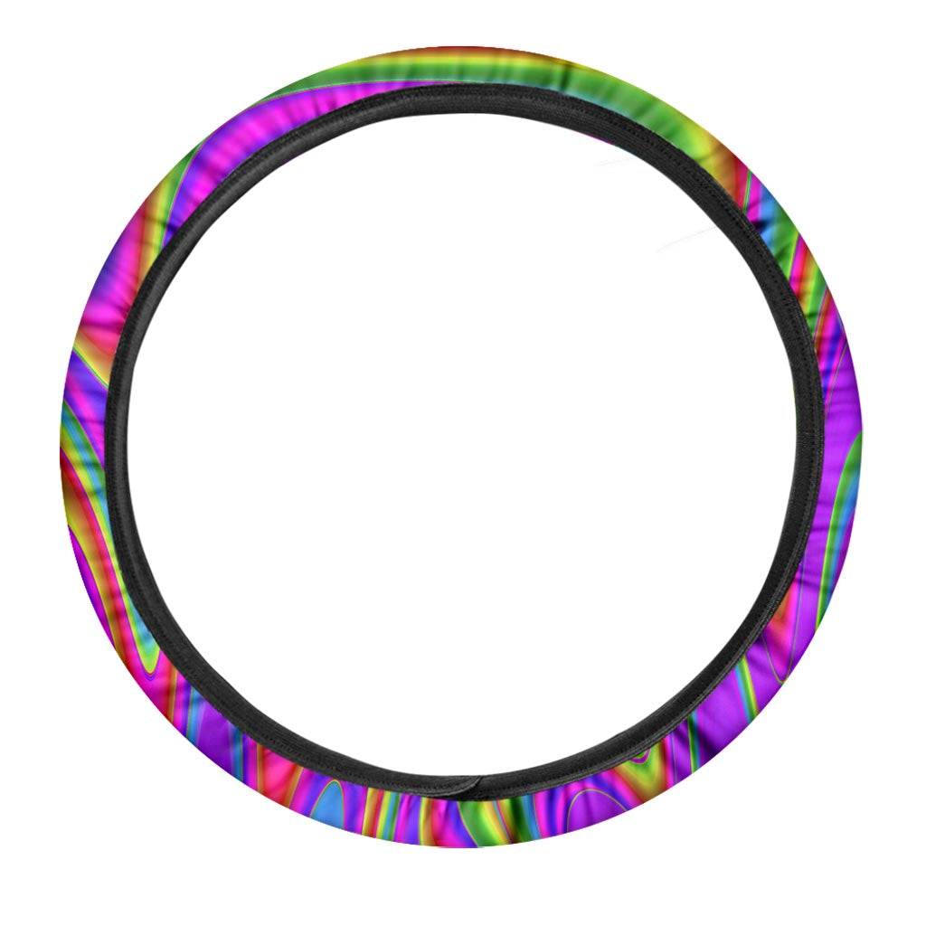 Abstract Neon Trippy Print Car Steering Wheel Cover