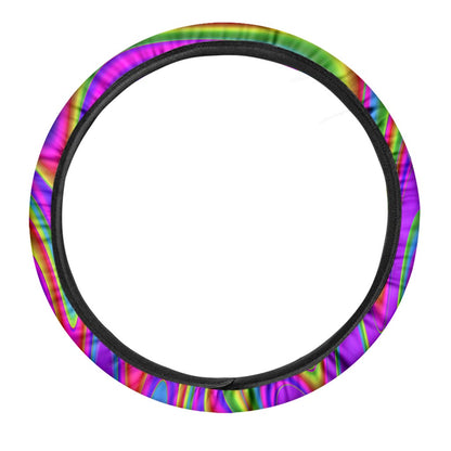 Abstract Neon Trippy Print Car Steering Wheel Cover