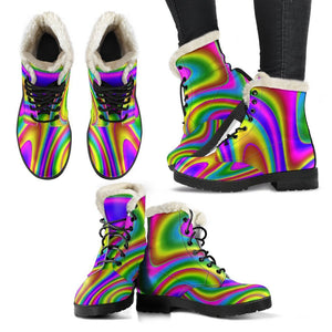 Abstract Neon Trippy Print Comfy Boots GearFrost