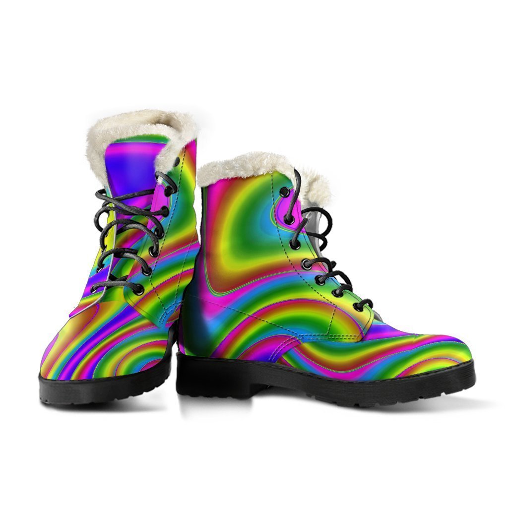 Abstract Neon Trippy Print Comfy Boots GearFrost