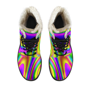 Abstract Neon Trippy Print Comfy Boots GearFrost