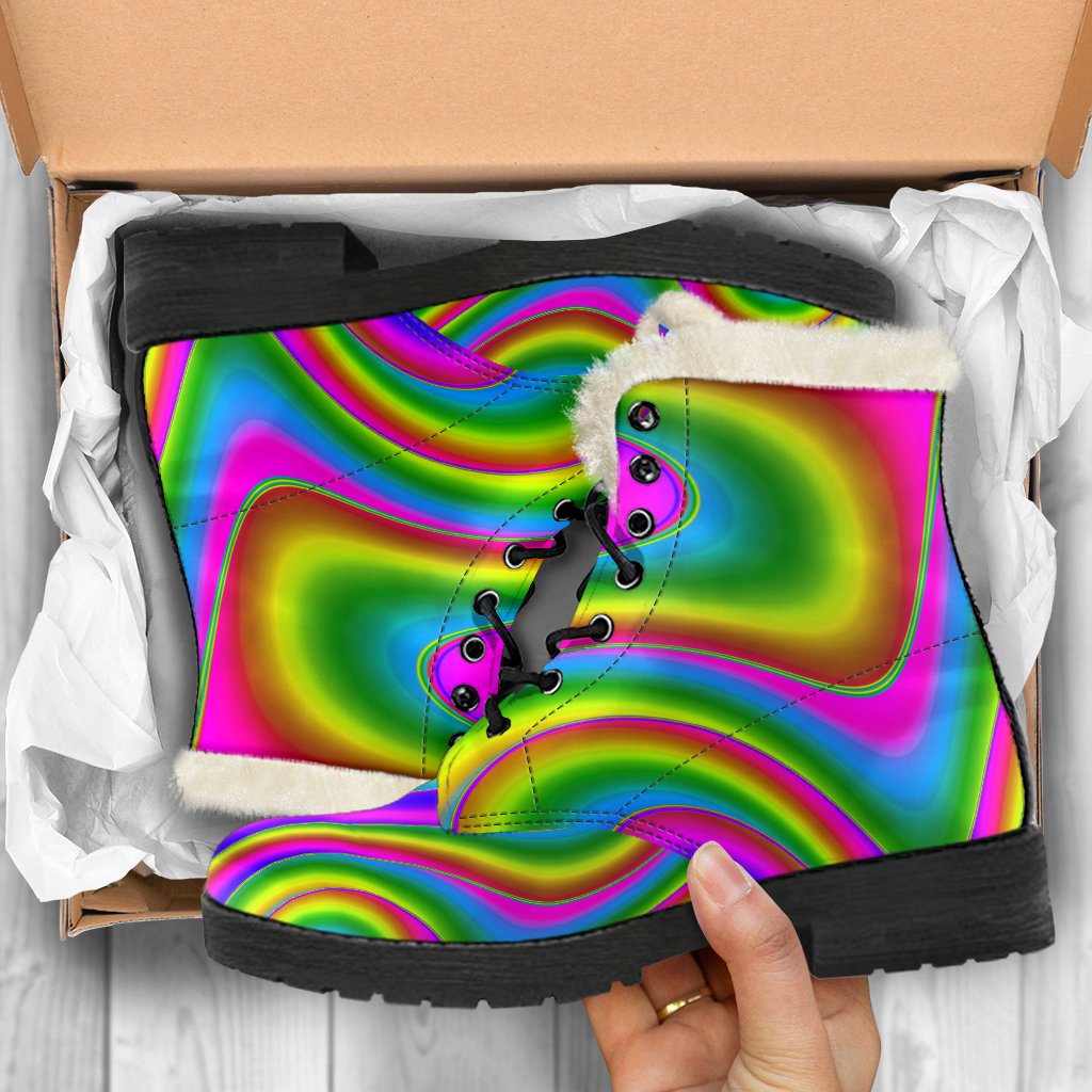 Abstract Neon Trippy Print Comfy Boots GearFrost