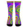 Abstract Neon Trippy Print Crew Socks