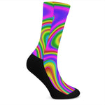 Abstract Neon Trippy Print Crew Socks