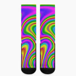 Abstract Neon Trippy Print Crew Socks