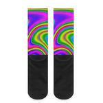 Abstract Neon Trippy Print Crew Socks