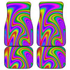 Abstract Neon Trippy Print Front and Back Car Floor Mats