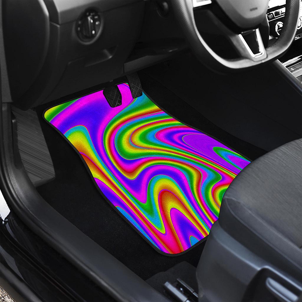 Abstract Neon Trippy Print Front and Back Car Floor Mats